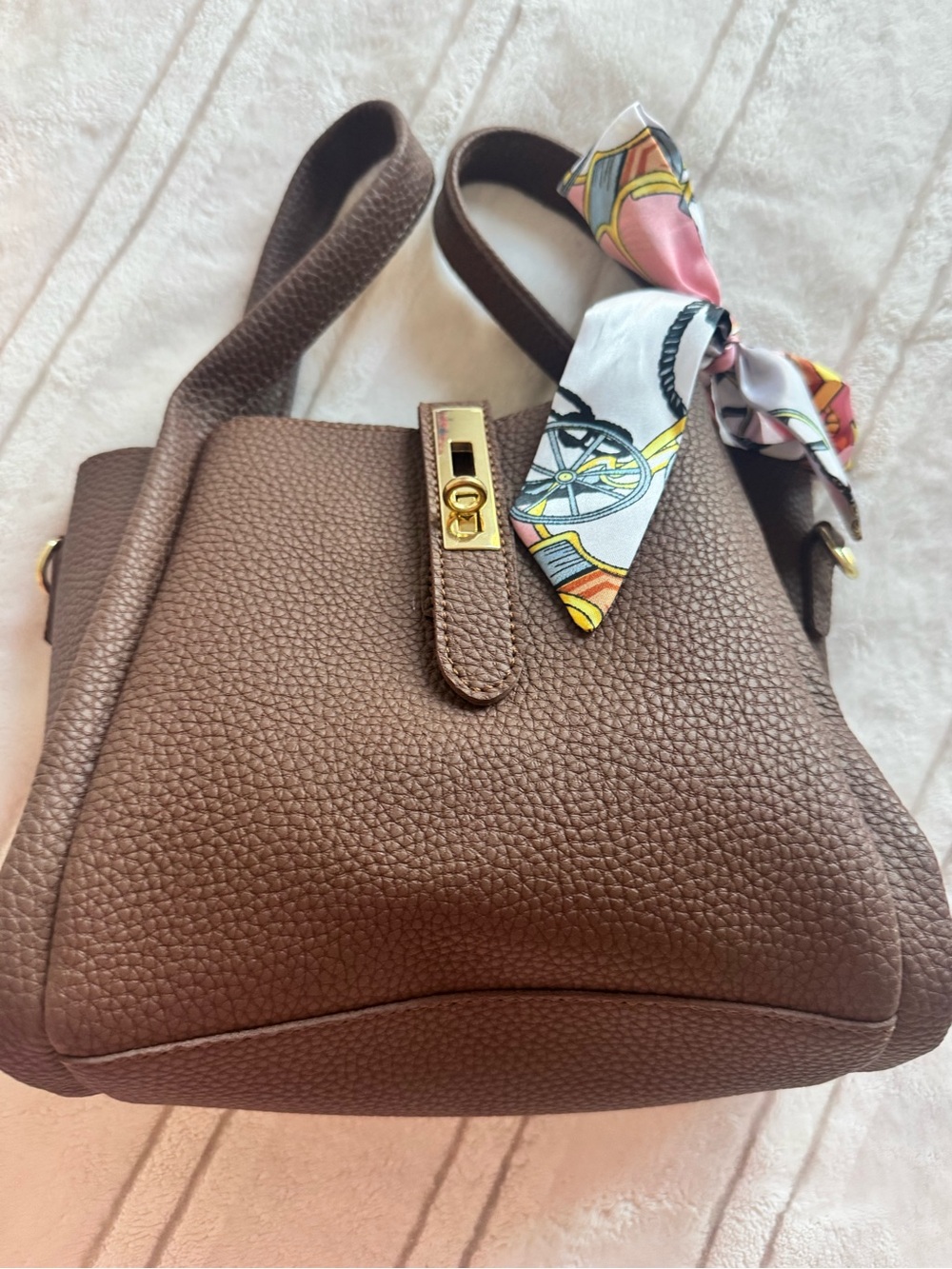 Brown Pebbled Leather Crossbody Bag